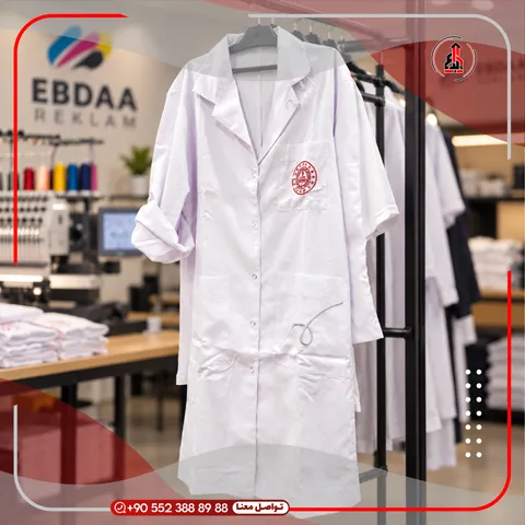 معطف طبي أبيض بشعار — EBDAA