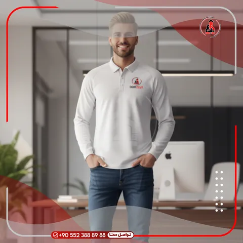 قميص بولو طويل الأكمام بشعار — EBDAA