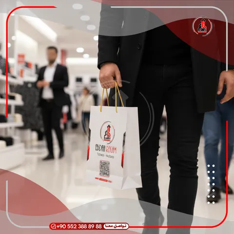 حقيبة تسوق مطبوعة بشعار — EBDAA