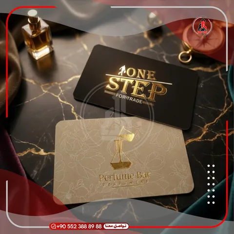 بطاقات أعمال بتفاصيل معدنية لامعة — One Step