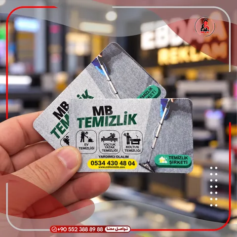 بطاقات أعمال سميكة بطباعة نافرة — MB Temizlik
