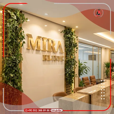 شعار وحروف بارزة على جدار داخلي — Mira