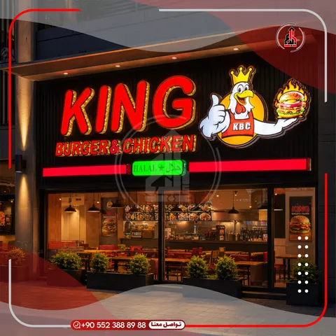 واجهة محل بلوحة وحروف بارزة — King