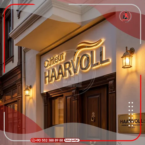 واجهة محل بلوحة وحروف بارزة — Haarvoll