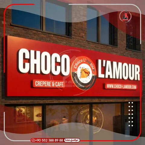 واجهة محل بلوحة وحروف بارزة — Choco L’amour