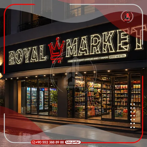 واجهة محل بلوحة وحروف بارزة — Royal Market