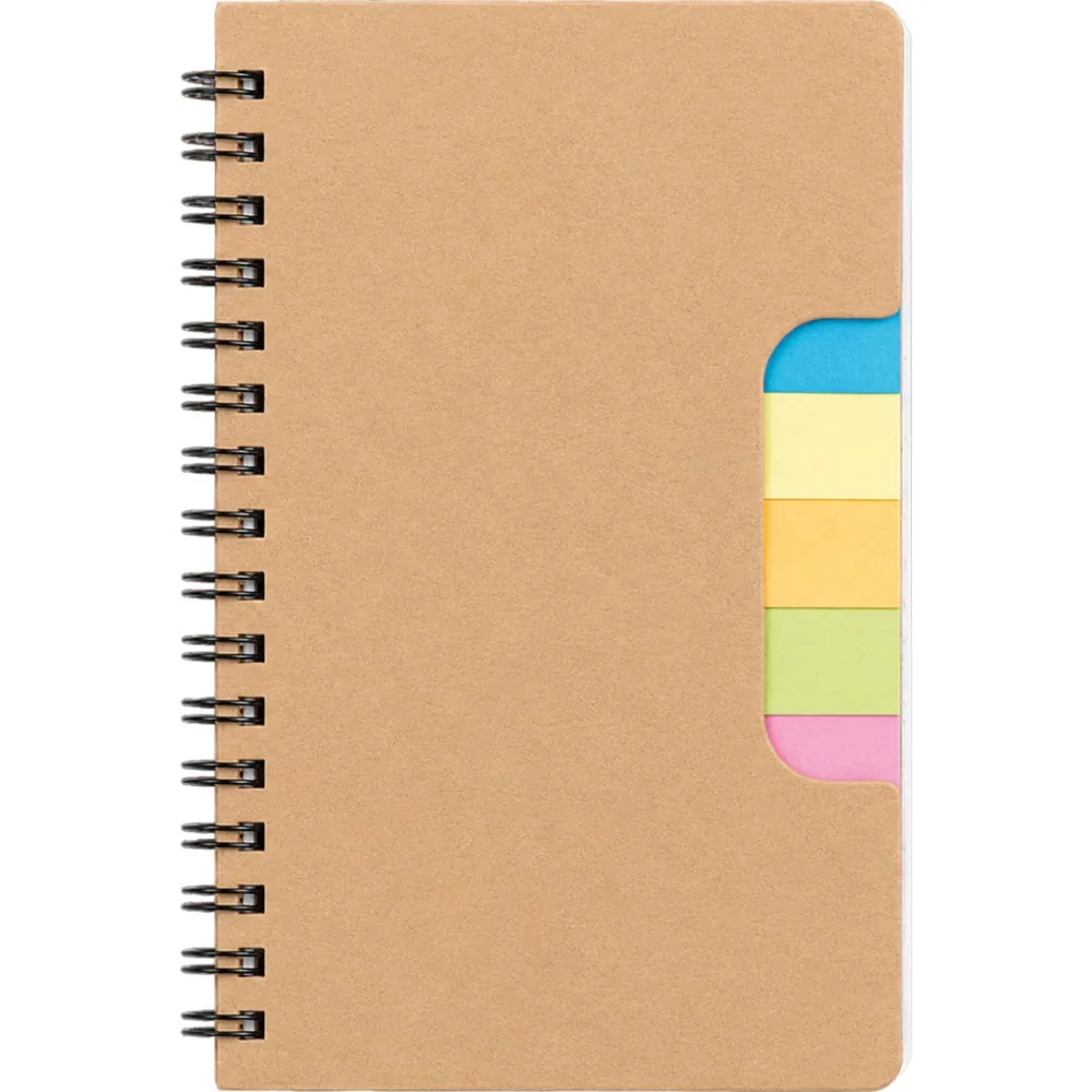 Carnet à spirale kraft avec notes adhésives ECO-5815