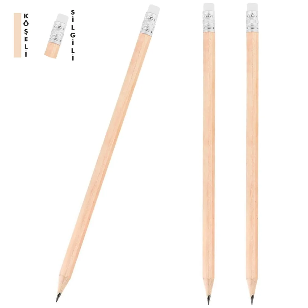 Round natural wood pencil with eraser KRS-1660
