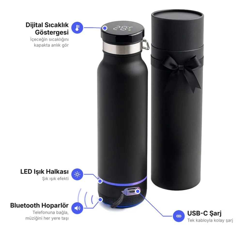 Dereceli Bluetooth Hoparlörlü Termos TRM-4010