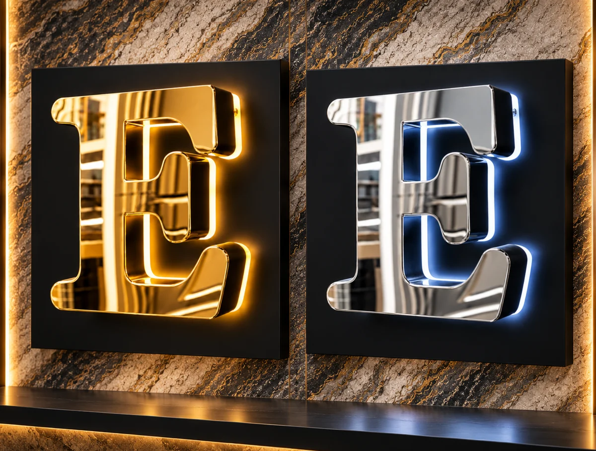 Backlit Chrome Stainless Steel Letter Sign — 5/5