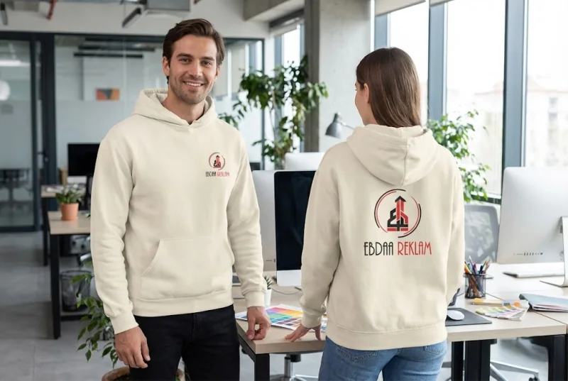تيشيرت قطن Hoodie بقبعة كم طويل